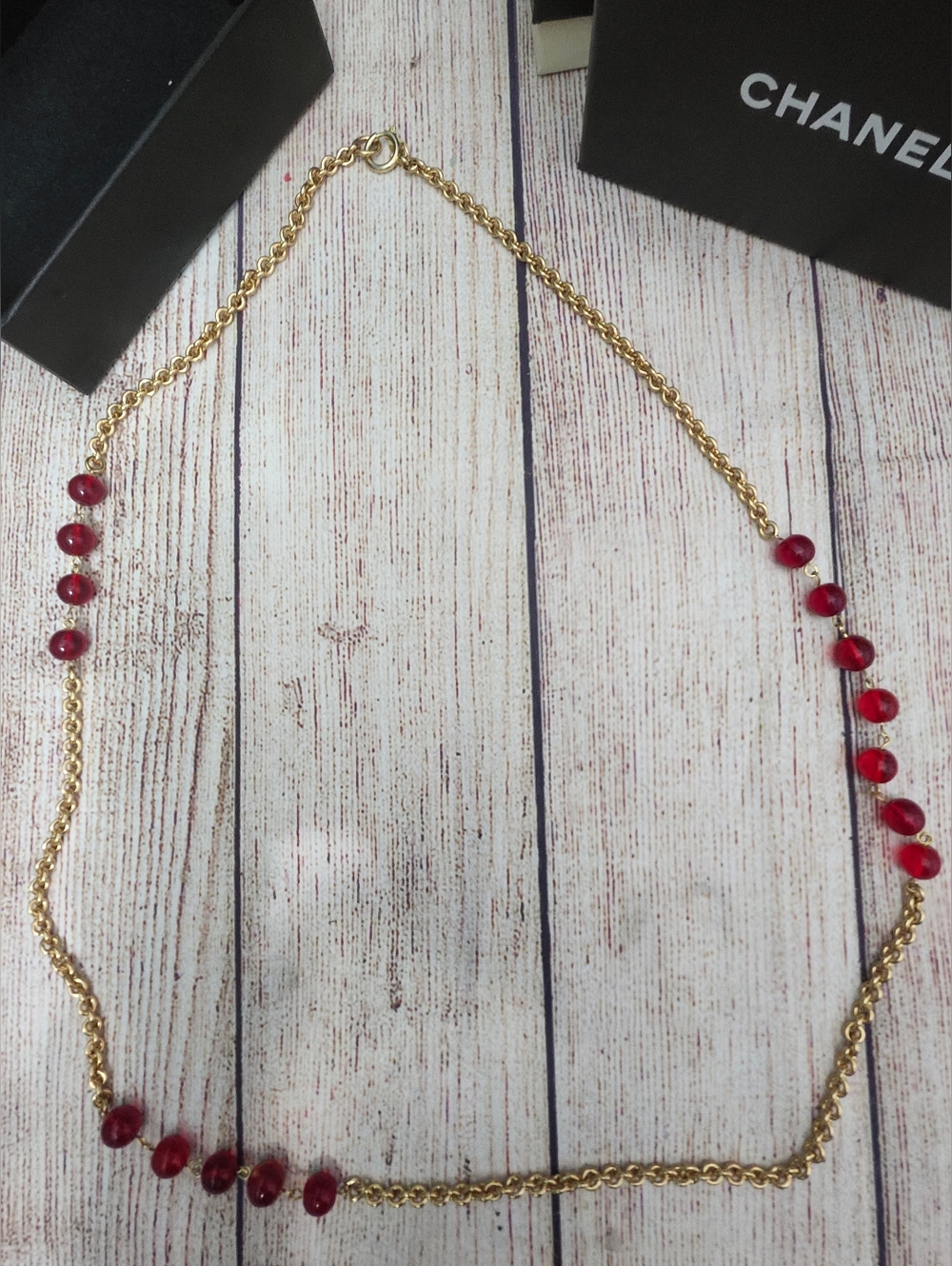 Vintage Chanel Red Gripoix Station Necklace